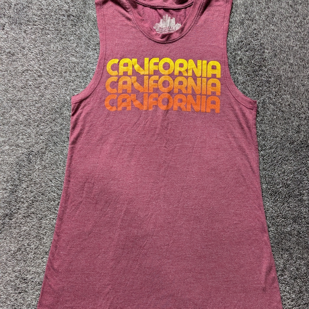 California Graphic Tank Top - Burgundy and Yellow
